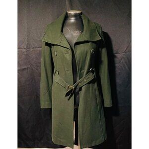Vintage Women's Guess Green Belted Pea Coat size Small